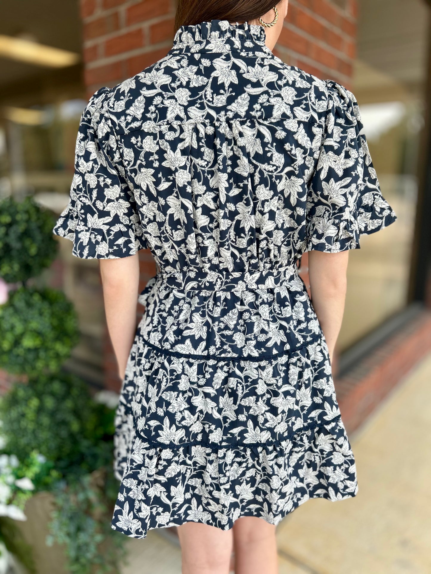 Midnight Bliss Button Down Floral Mini Dress