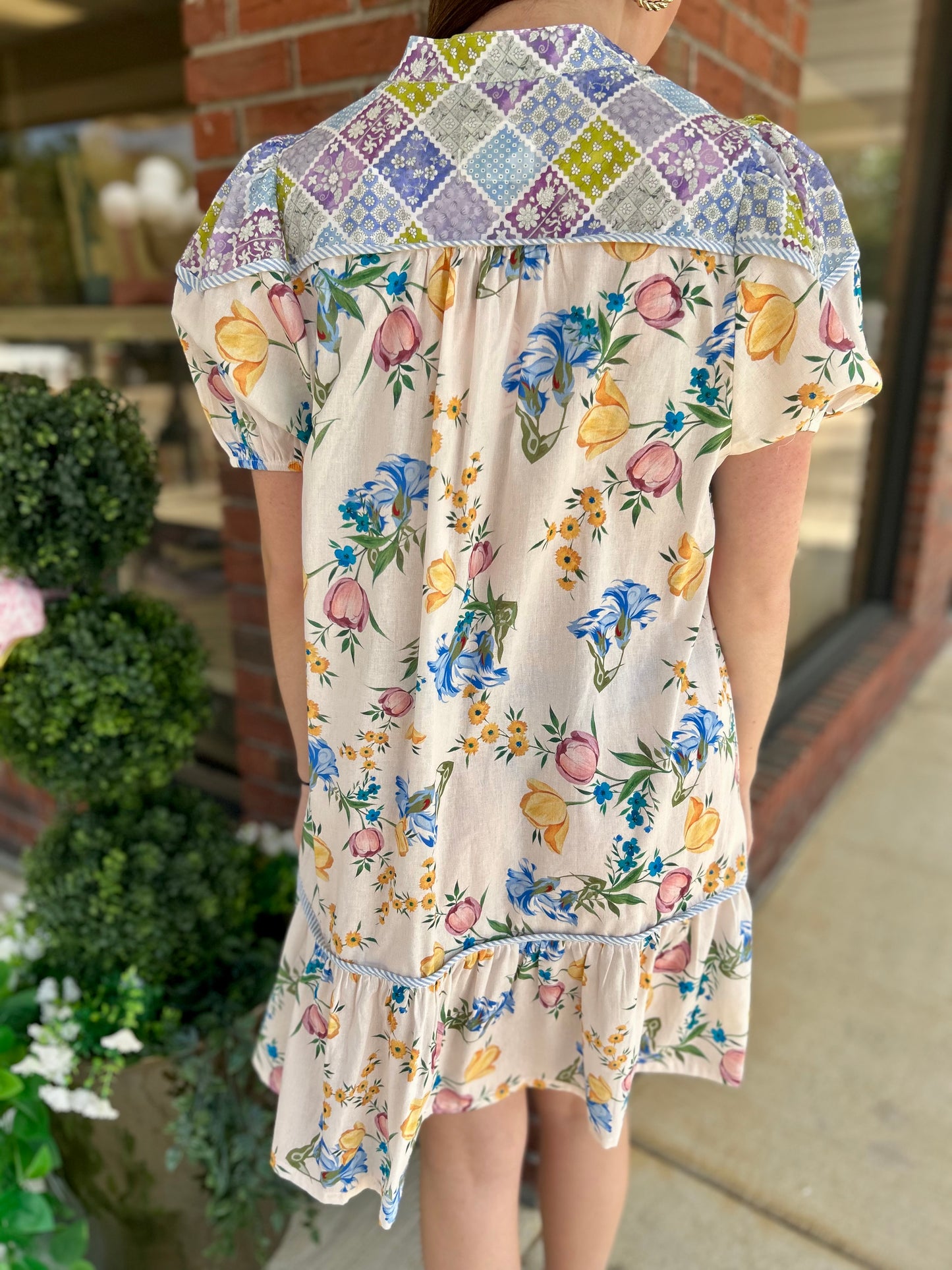 Garden Club Floral Patchwork Babydoll Dress