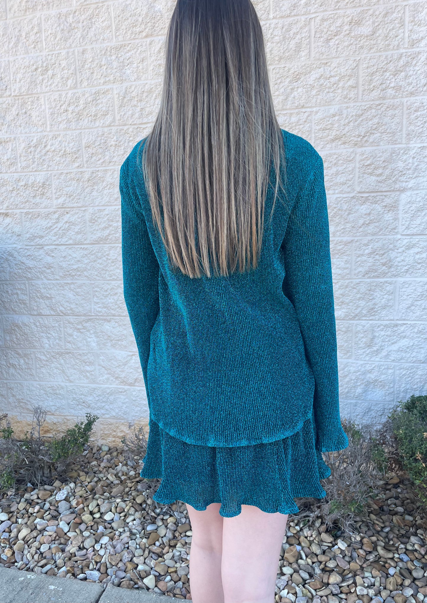 Envy Me Green Shimmer Button Up Top