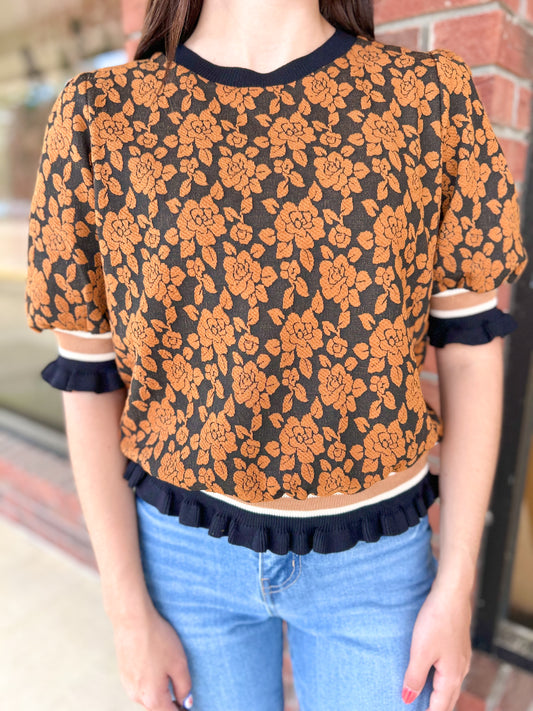 Gemma Textured Rose Knit Top