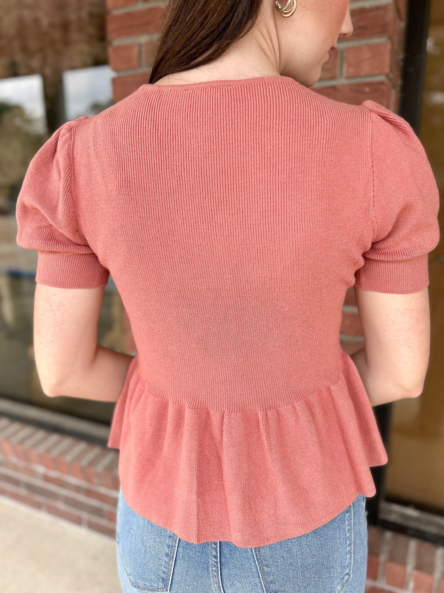 Peplum Poetry Button-up Top