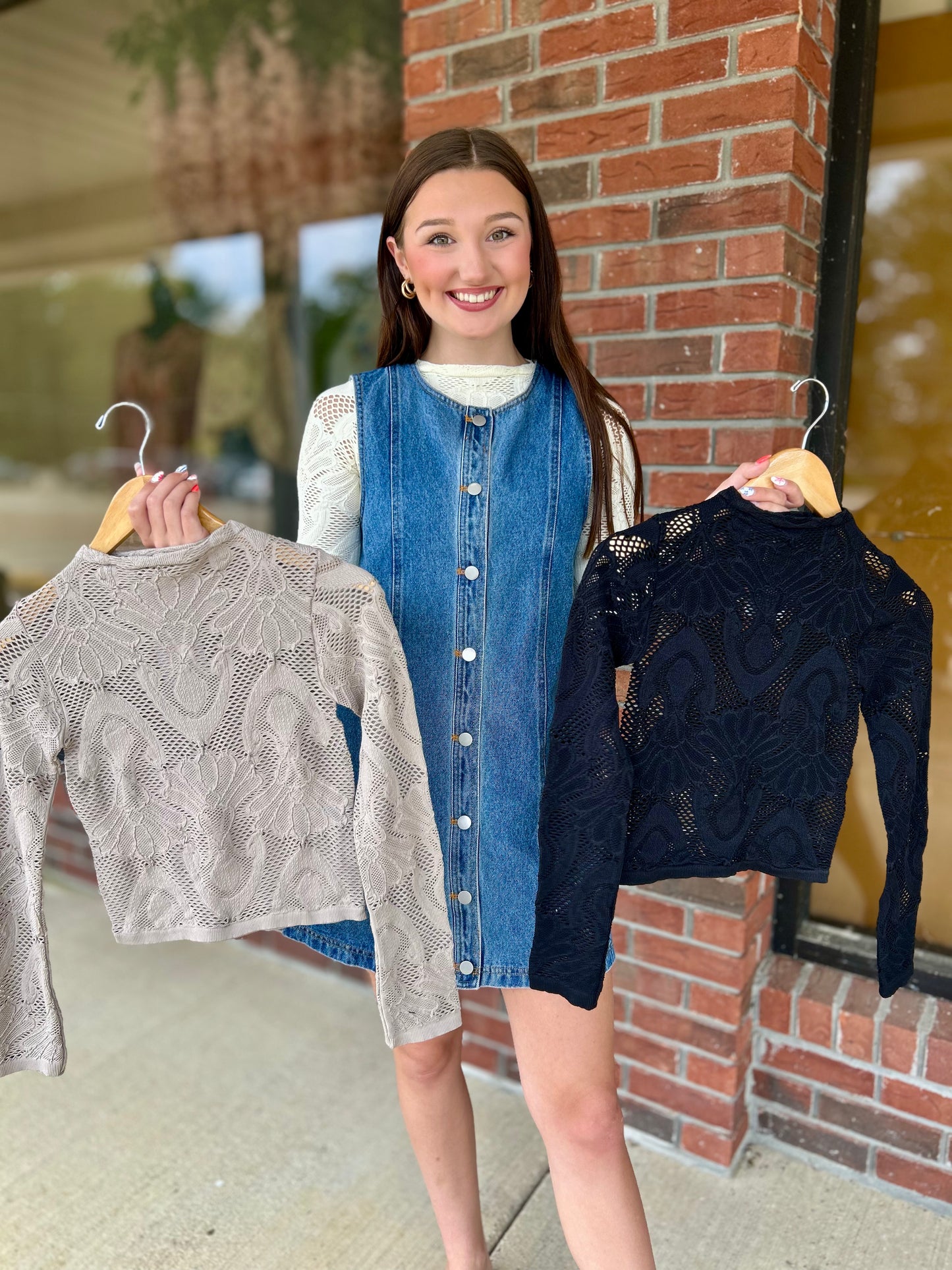 Jacquard Jewel Mock Neck Top - Ash Mauve