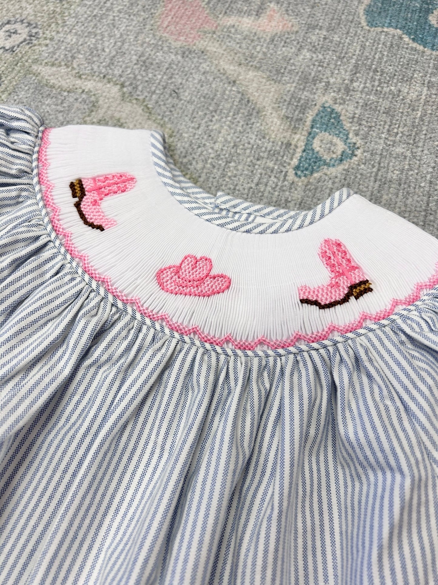 Cowgirl Boots & Hat Smocked Dress