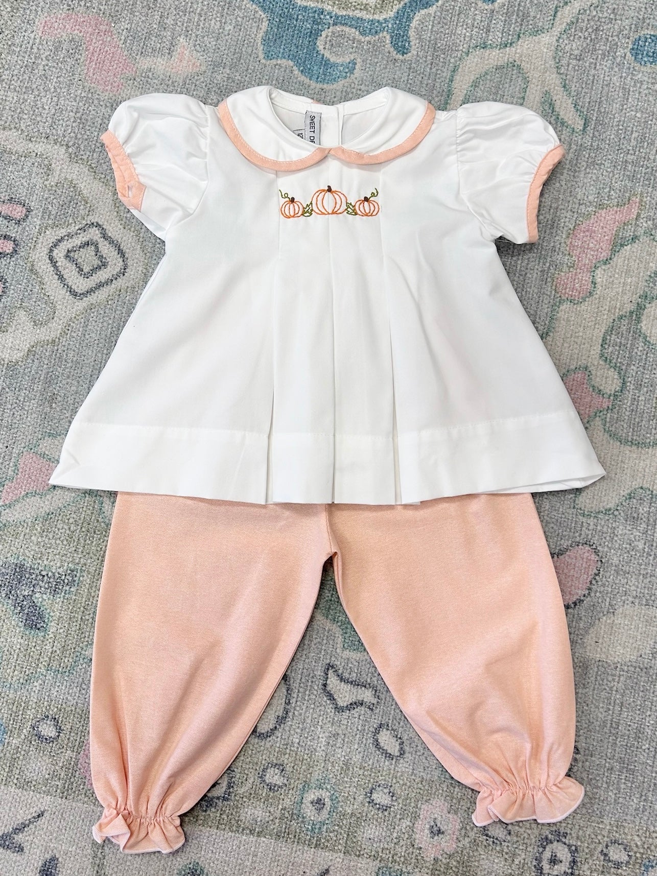 Pumpkin Embroidered Pants Set