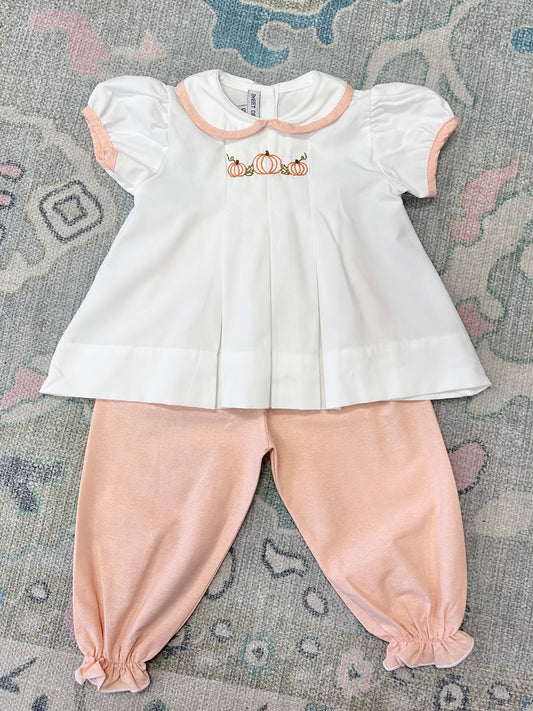Pumpkin Embroidered Pants Set