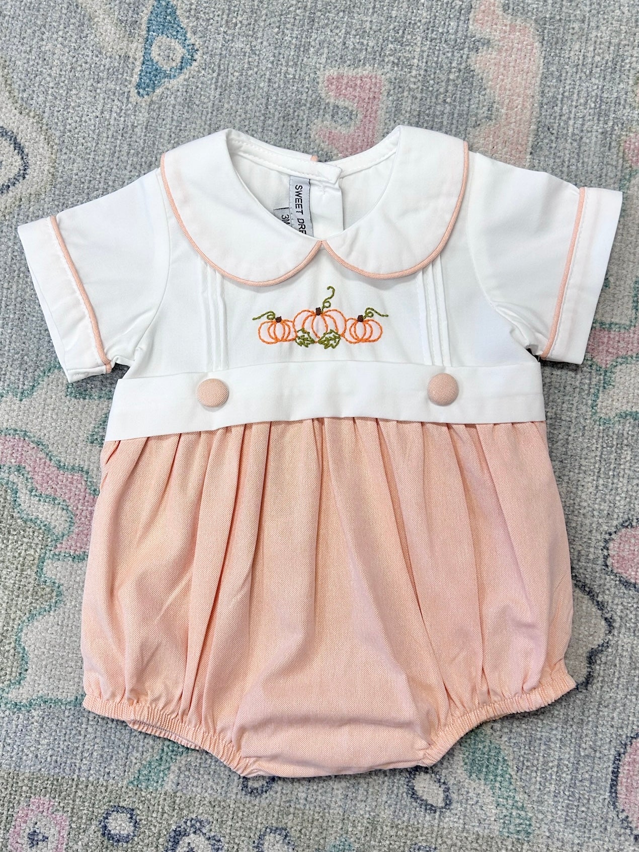 Pumpkin Embroidered Boy Bubble