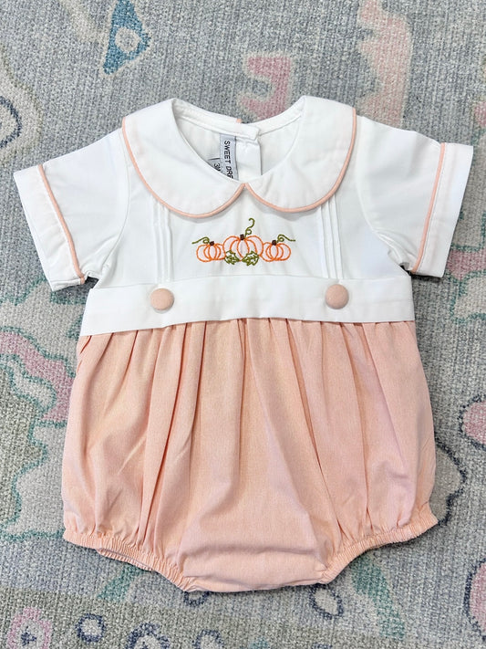 Pumpkin Embroidered Boy Bubble