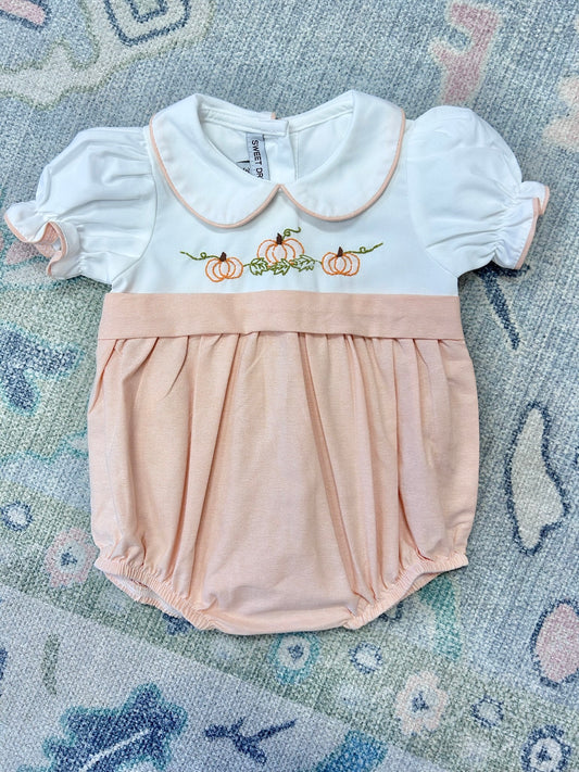 Pumpkin Embroidered Girl Bubble