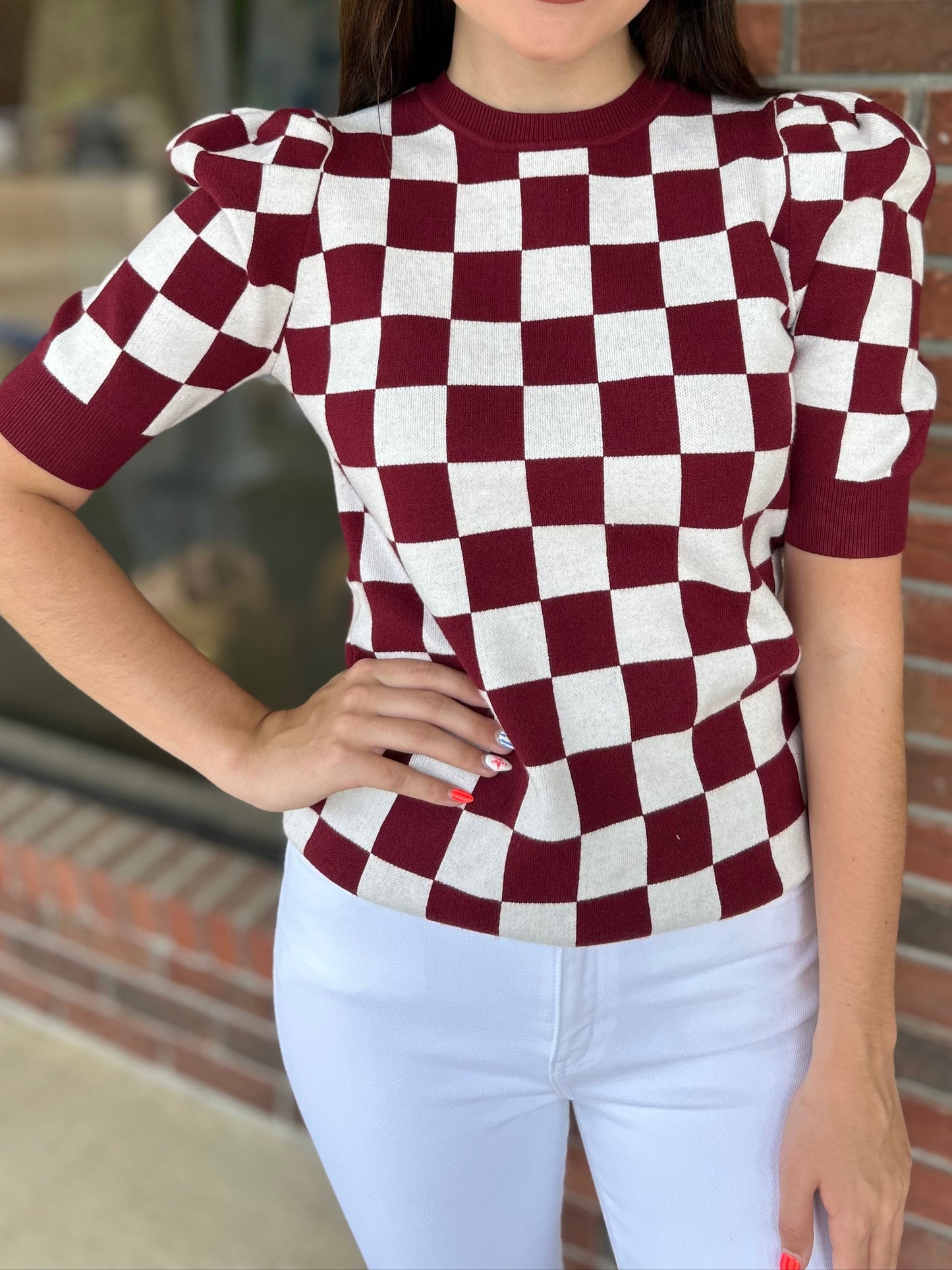 Check Me Out Burgundy Knit Top