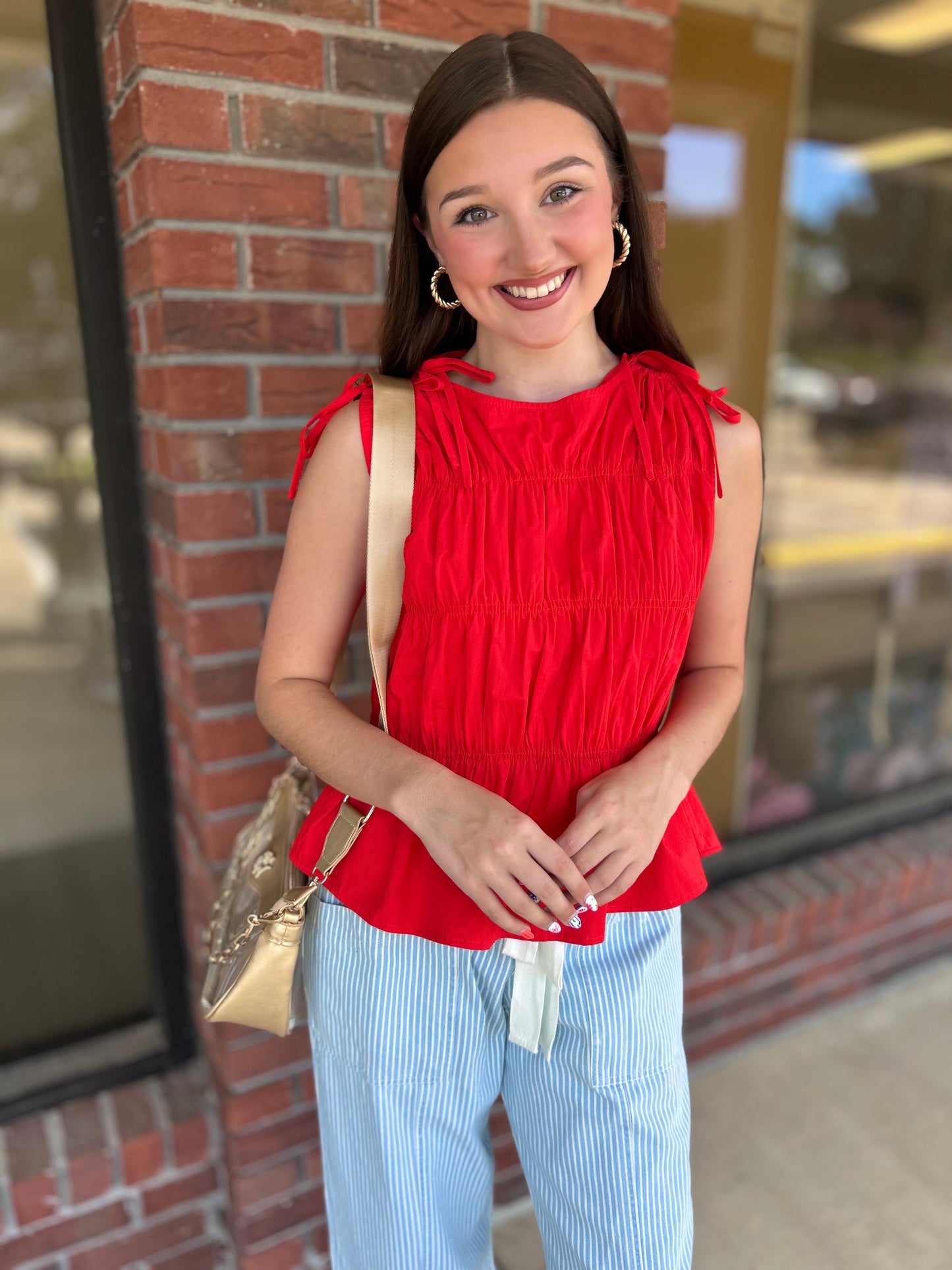 Tie The Game Red Sleeveless Top