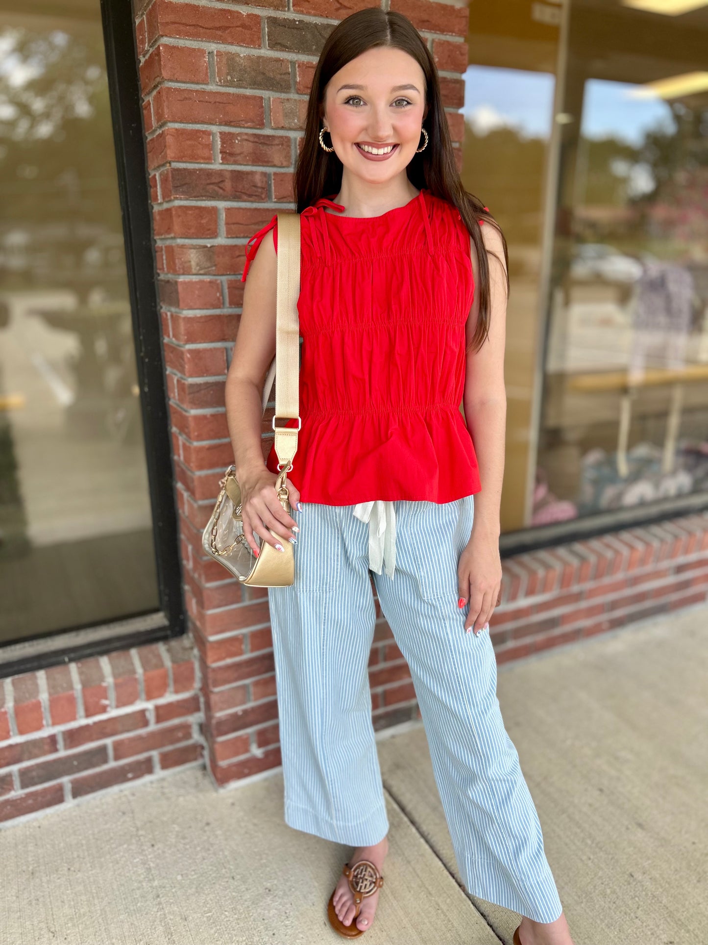 Tie The Game Red Sleeveless Top