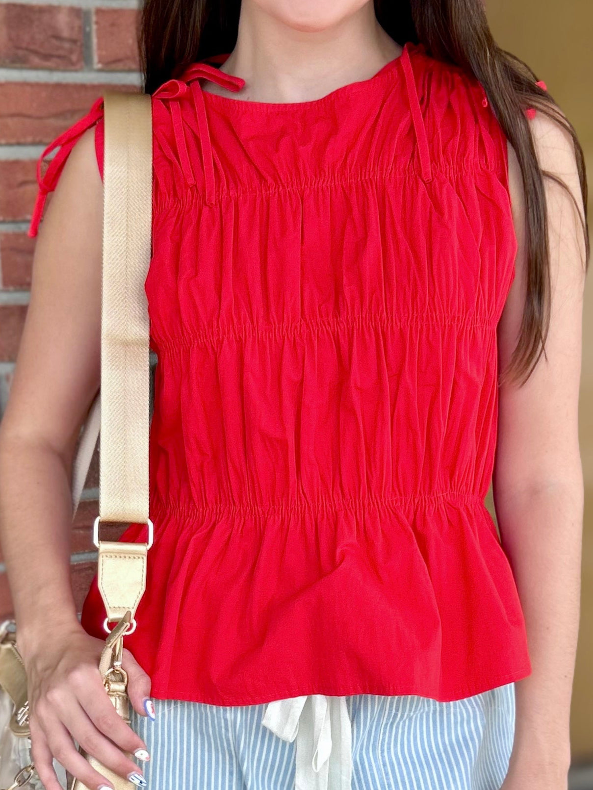Tie The Game Red Sleeveless Top