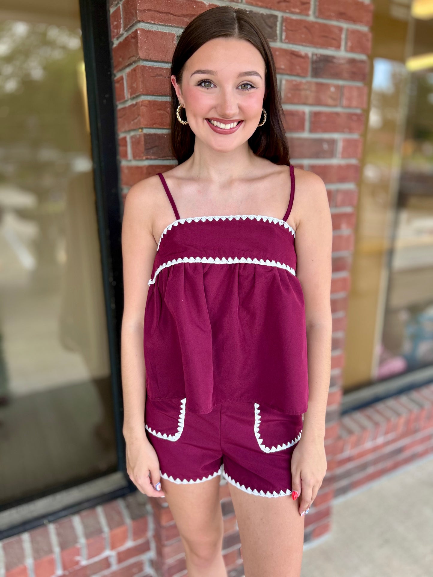 In The Junction Maroon Shorts