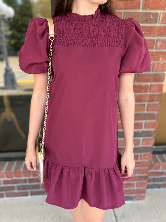 Down The Line Maroon Dress