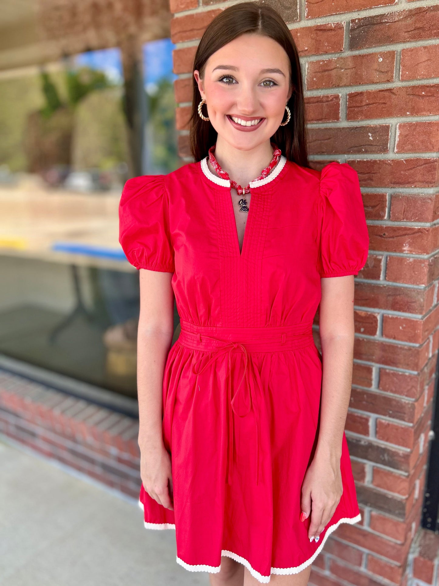 Hotty Toddy Red & White Trim Dress