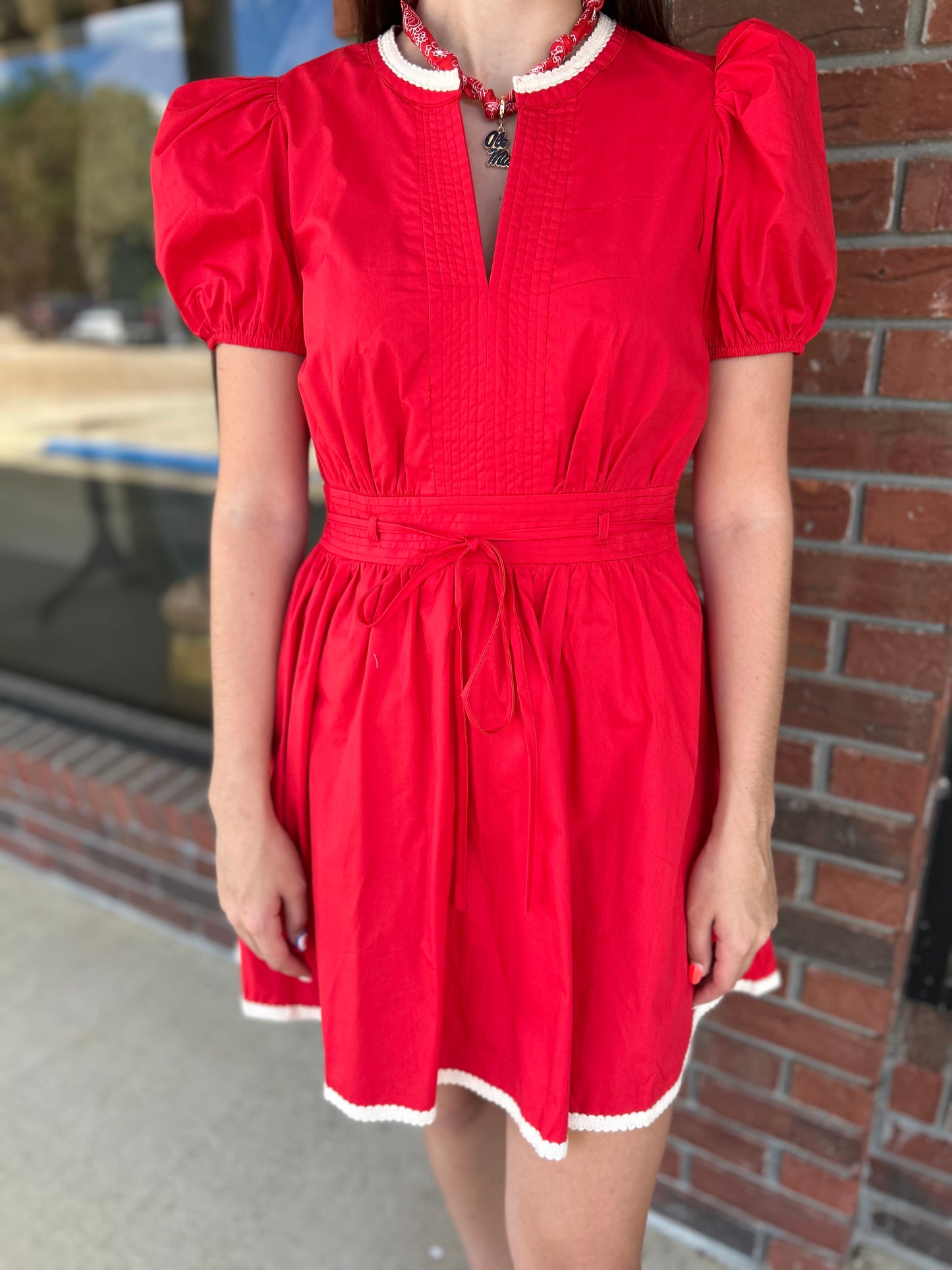 Hotty Toddy Red & White Trim Dress