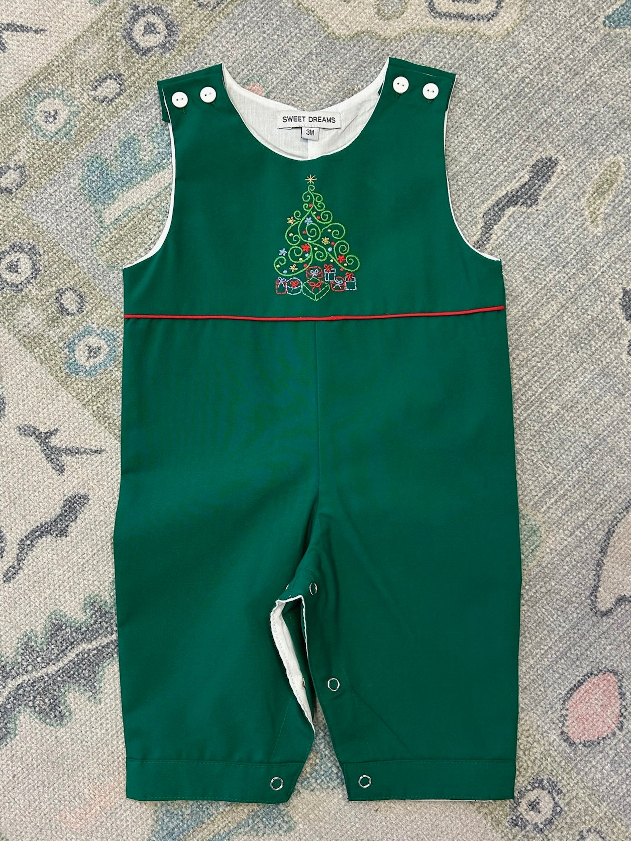 Christmas Tree Embroidered Hunter Green Longall