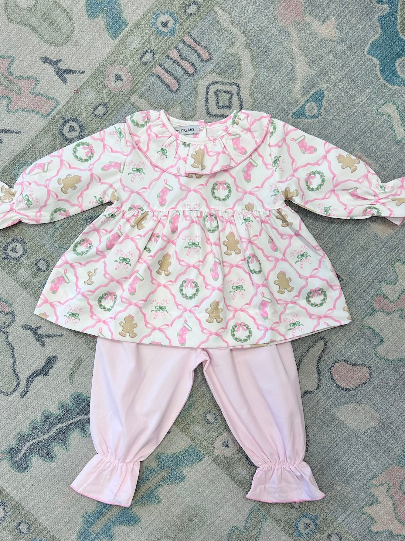 Christmas Bow Trellis Print Pants Set