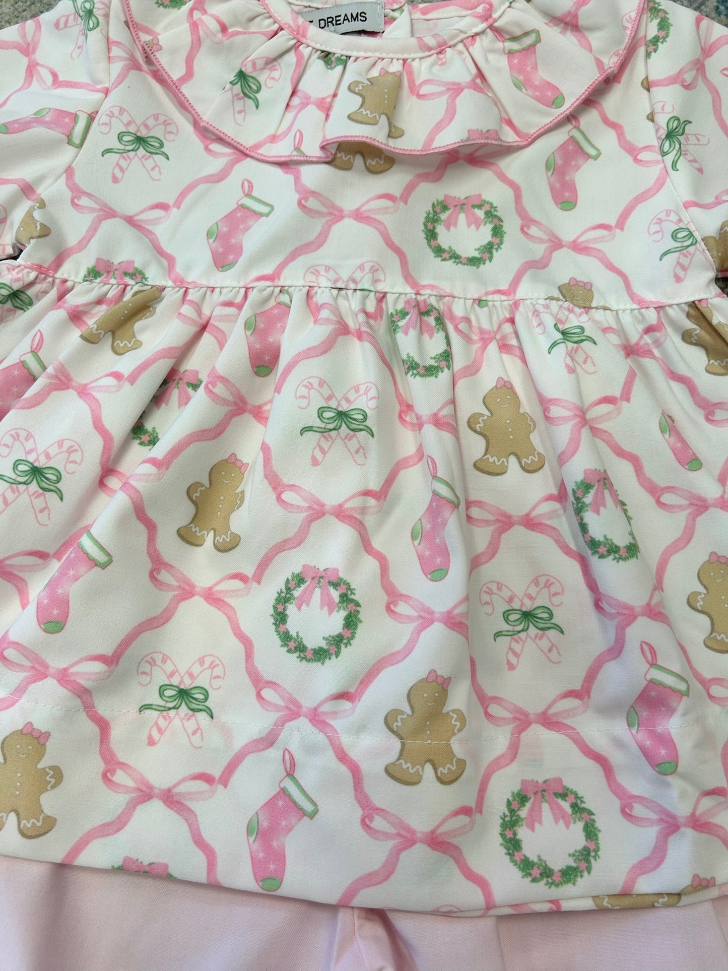 Christmas Bow Trellis Print Pants Set