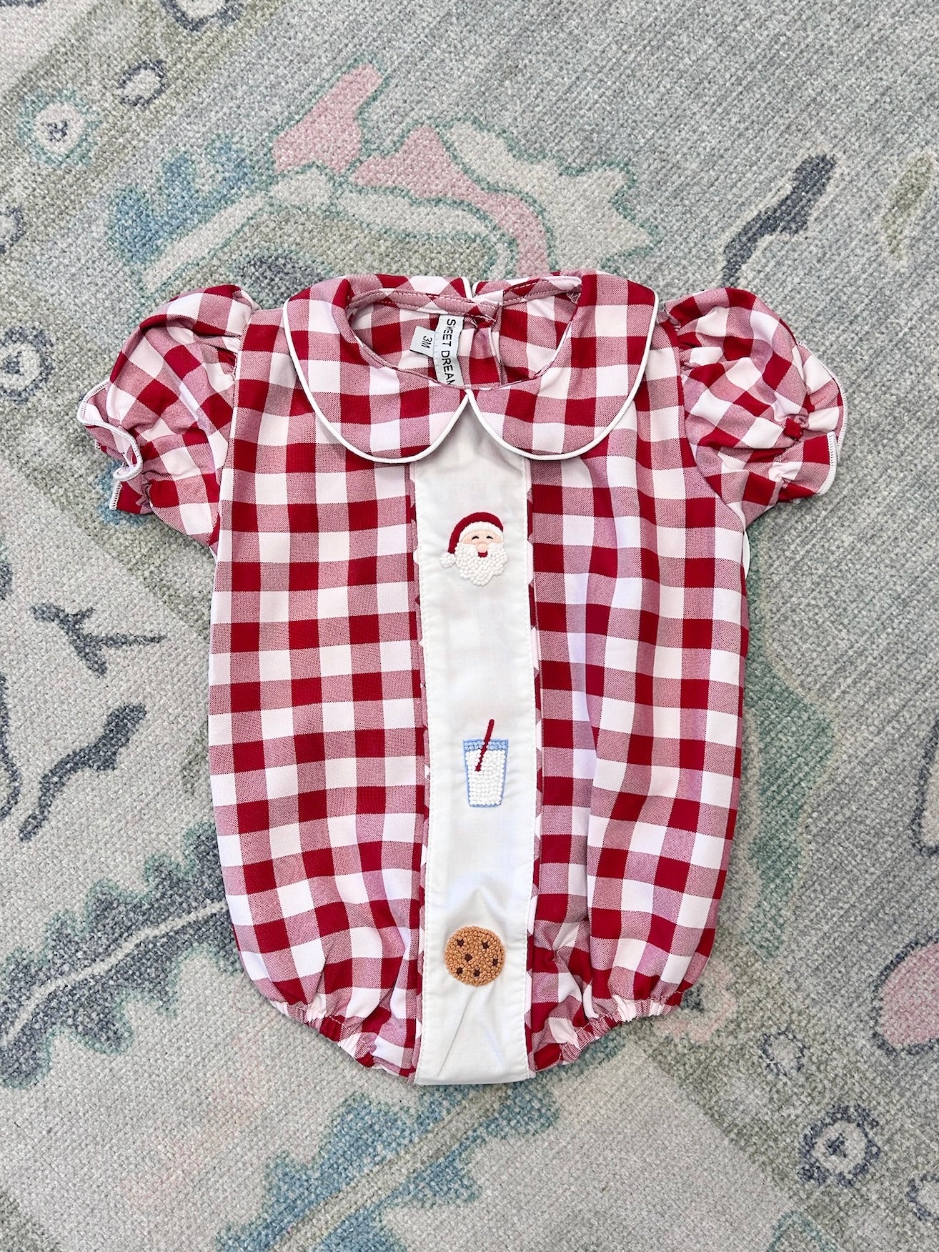 Santa & Cookie Red Gingham Girl Bubble