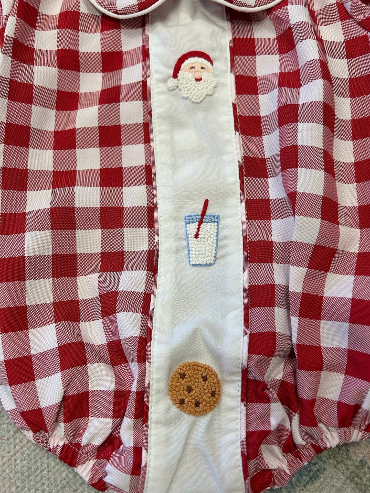 Santa & Cookie Red Gingham Girl Bubble