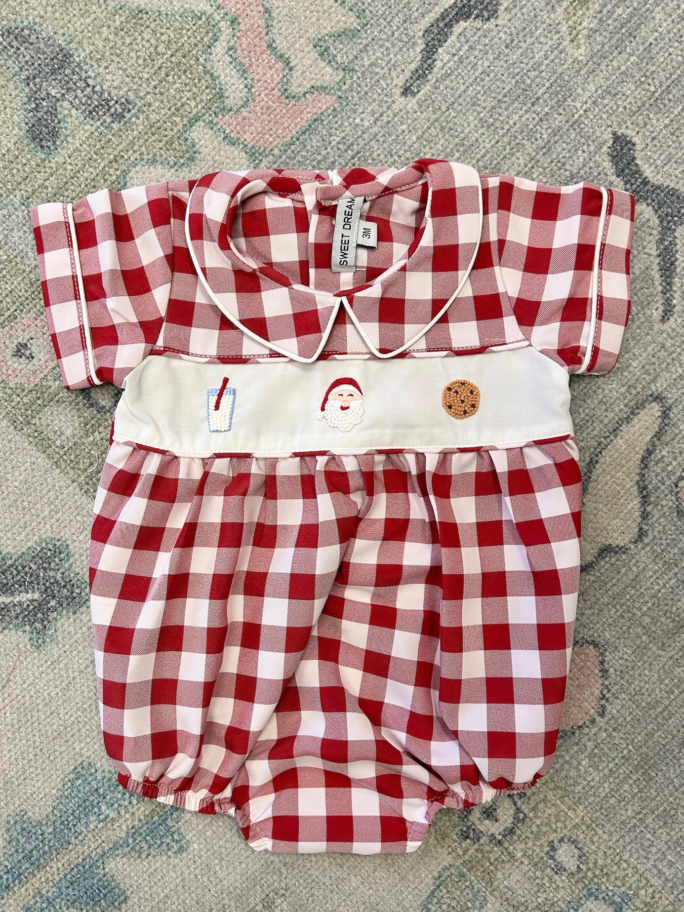 Santa & Cookie Red Gingham Boy Bubble