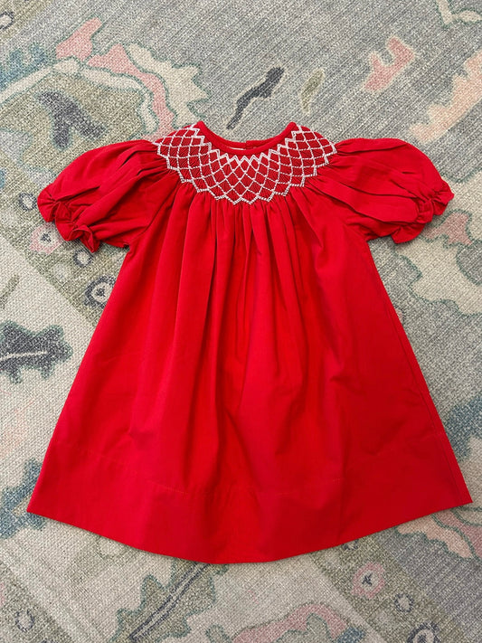 Catherine Red Dress with White Pearl