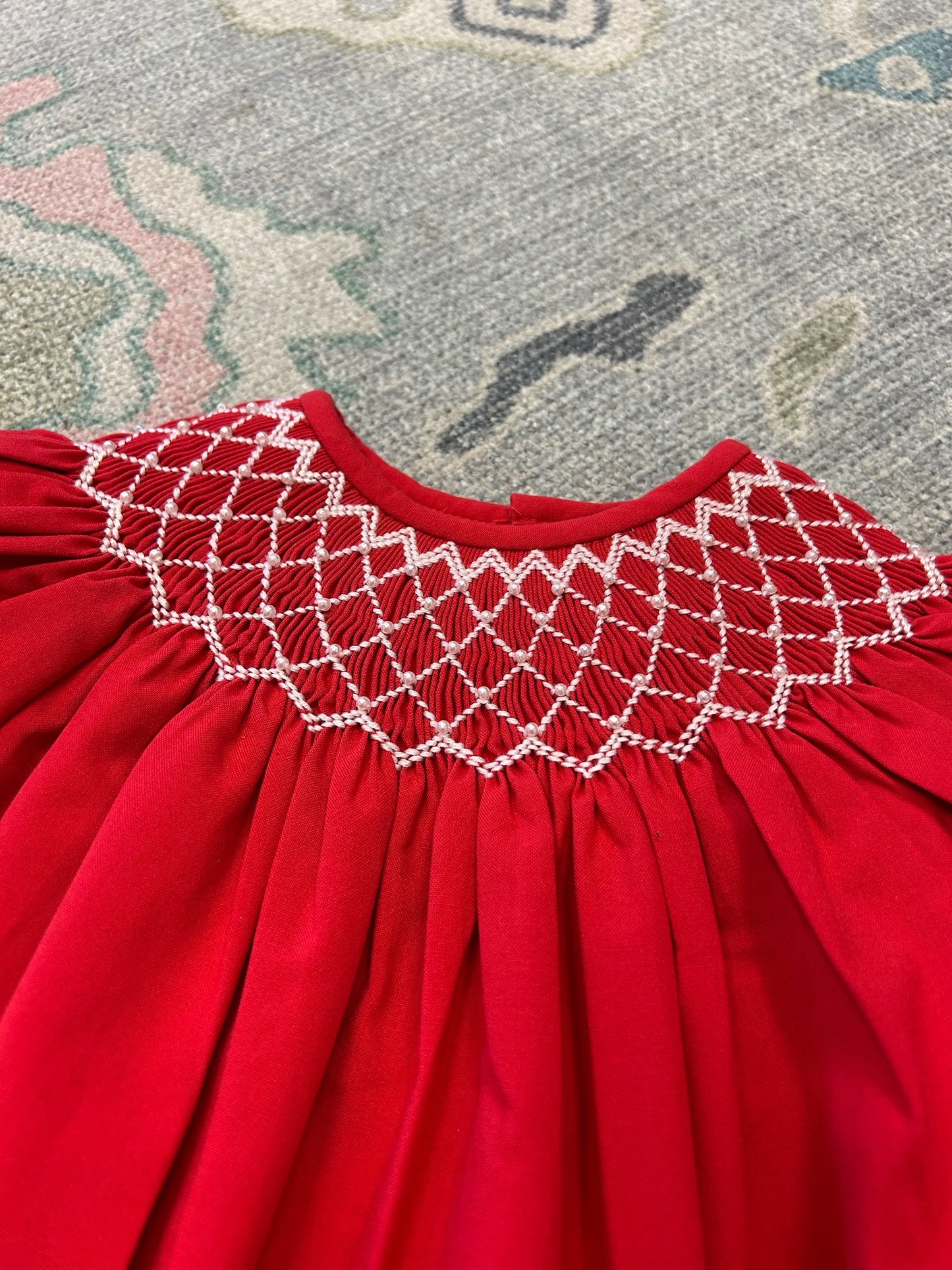 Catherine Red Dress with White Pearl