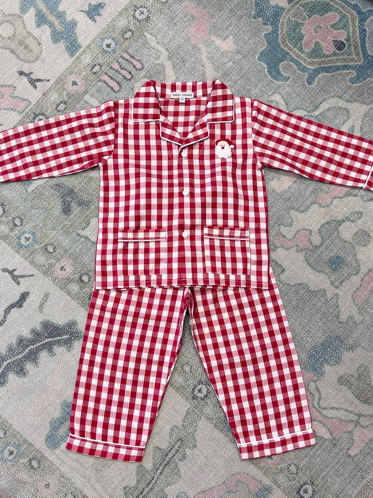 Santa Embroidered Boy Pajamas