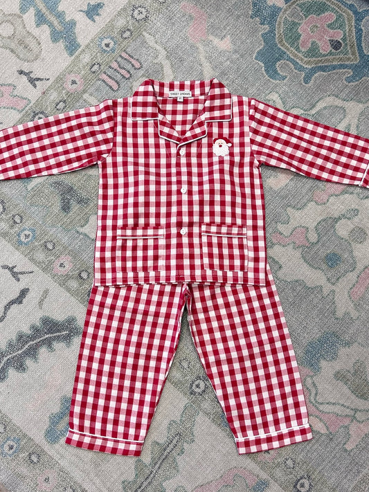 Santa Embroidered Boy Pajamas