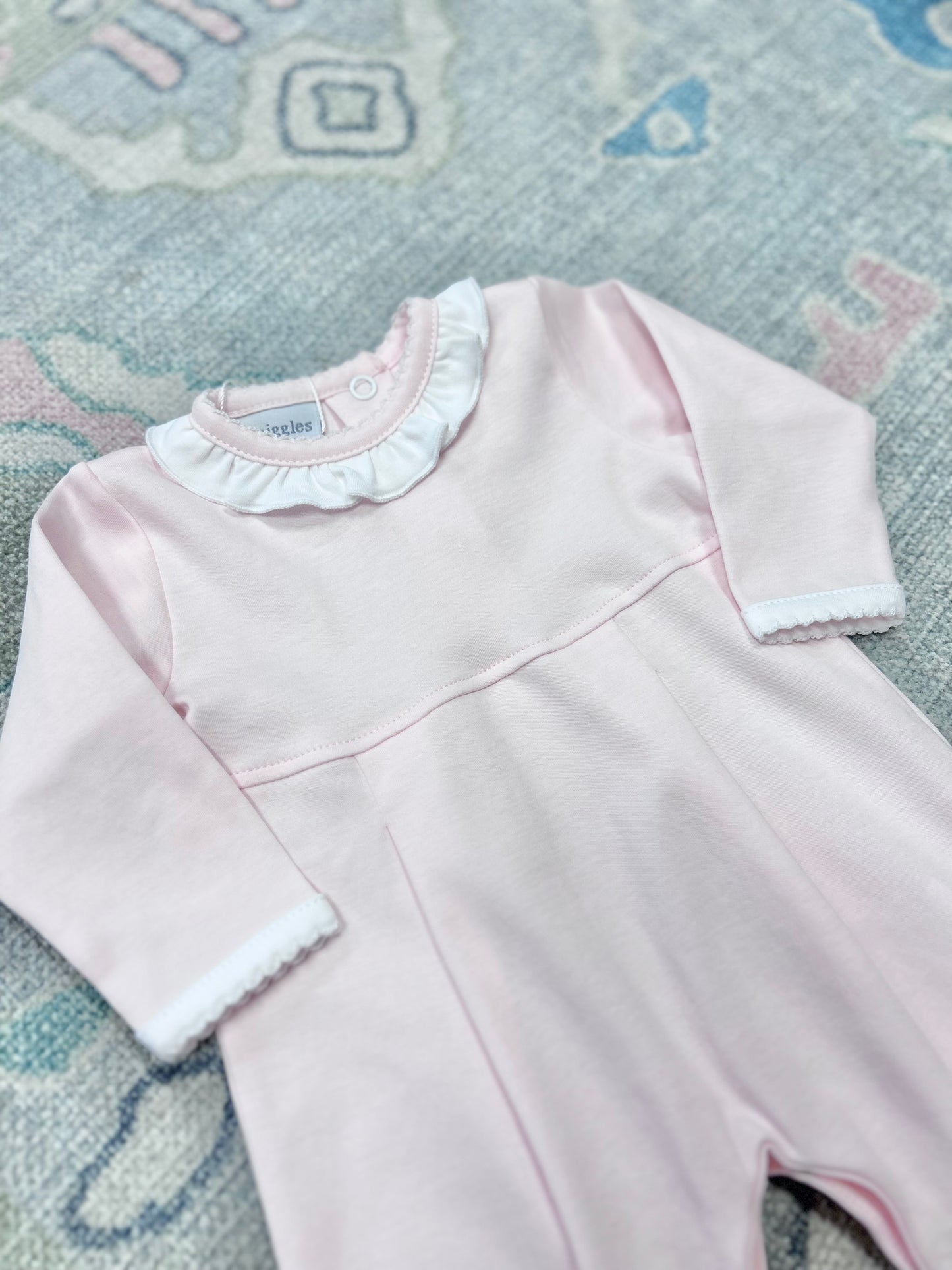 Light Pink Coverall with Ruffle and Trim