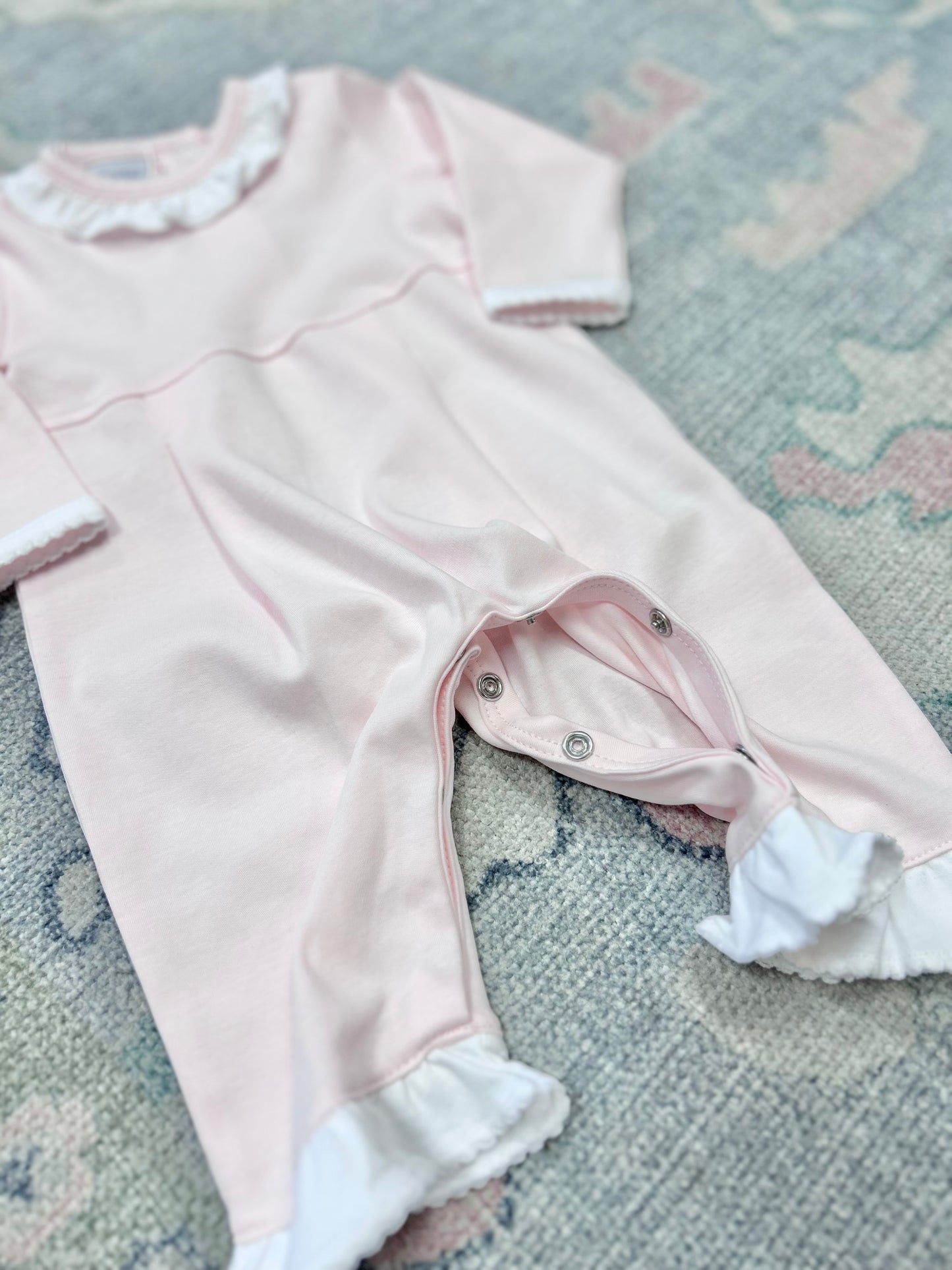Light Pink Coverall with Ruffle and Trim