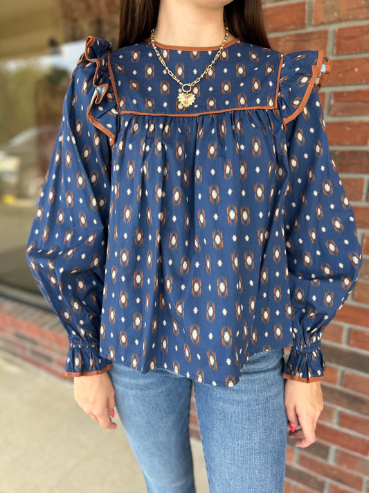 Night On The Town Navy Blouse