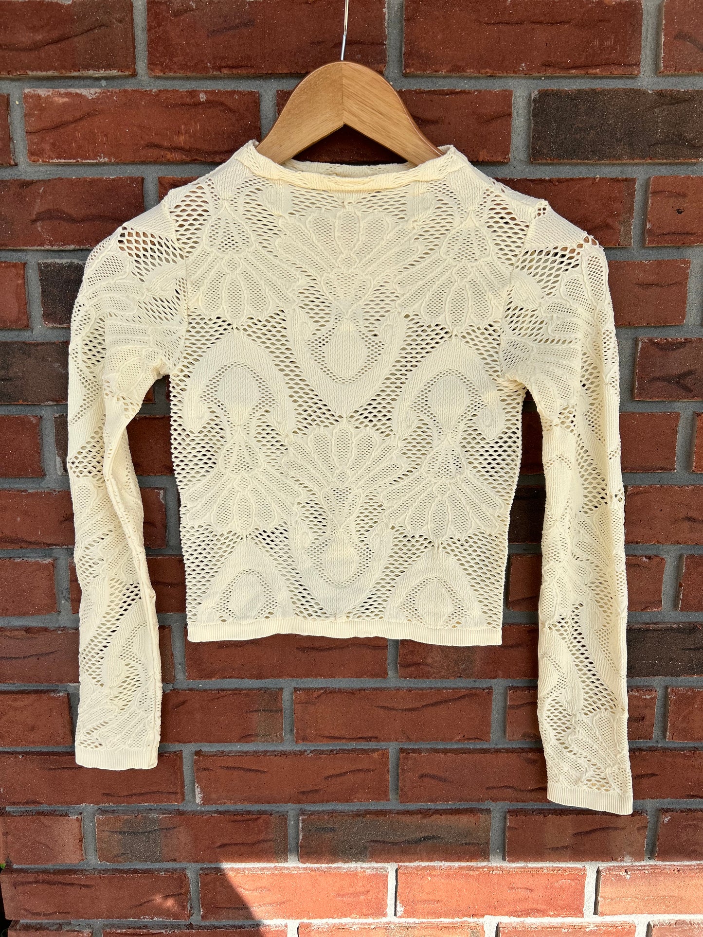 Jacquard Jewel Mock Neck Top - Cream
