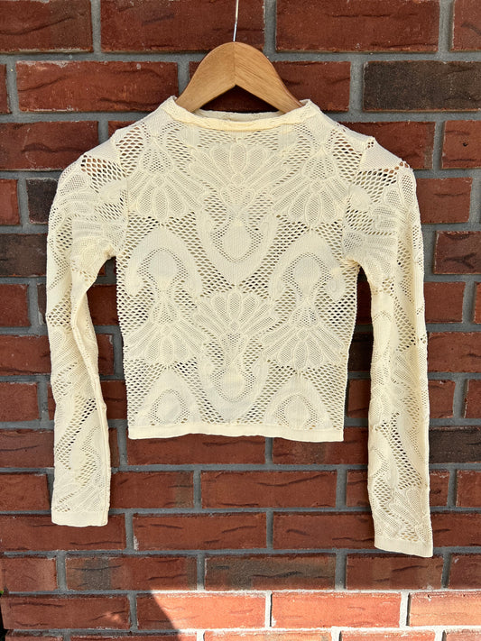 Jacquard Jewel Mock Neck Top - Cream