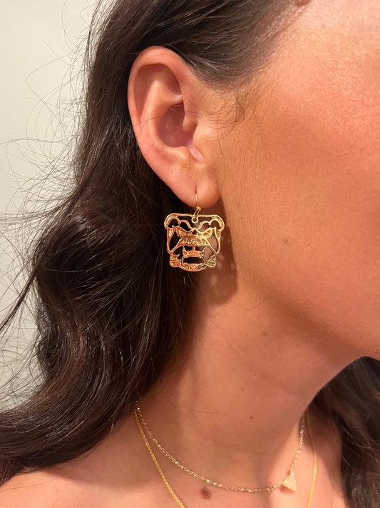 Gold Cutout Bulldog Earrings