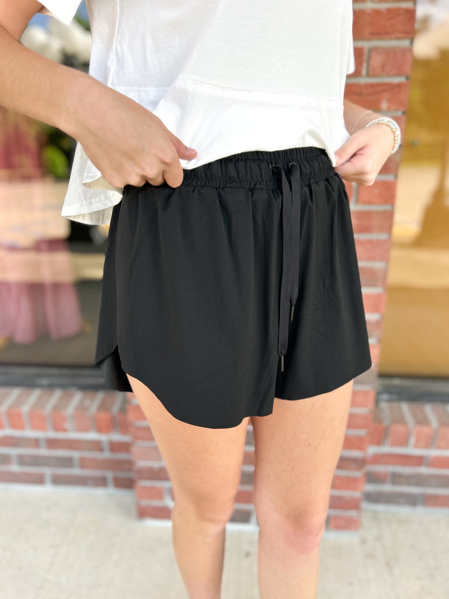 Black Side Step Athletic Shorts
