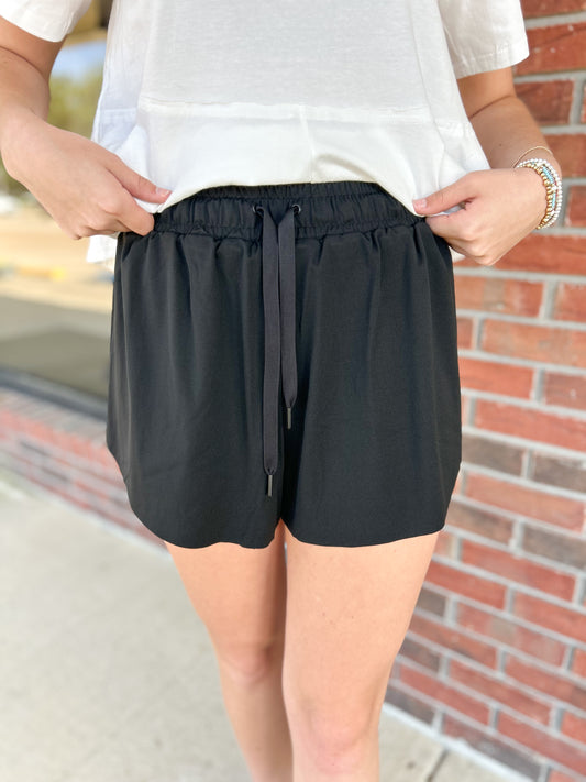 Black Side Step Athletic Shorts