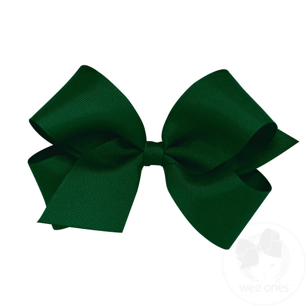 Forest Green Classic Grosgrain Hair Bow (Plain Wrap)