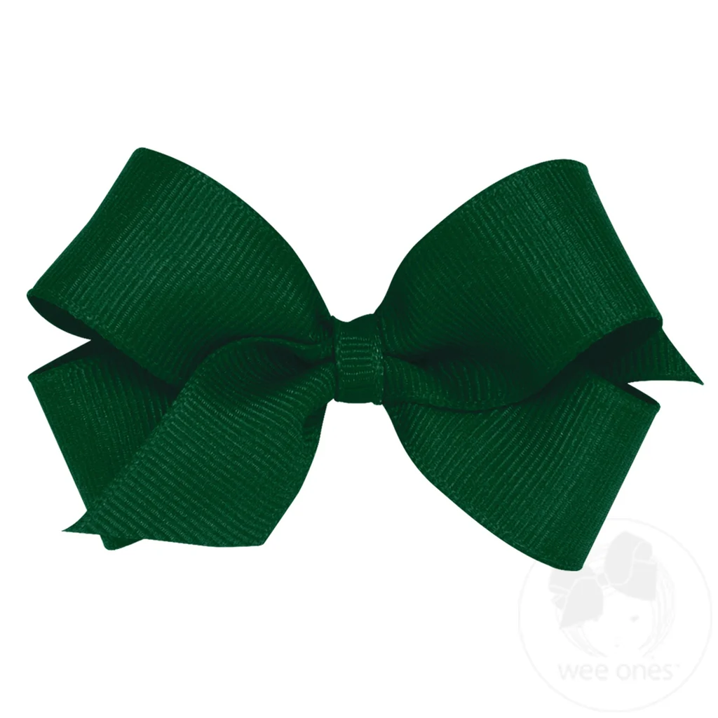 Forest Green Classic Grosgrain Hair Bow (Plain Wrap)