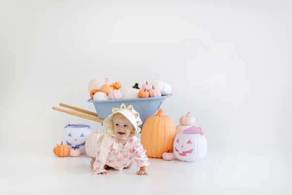 Long Sleeve Penny's Play Bubble - Vintage Prep Pumpkin Pails/Sandpearl Pink