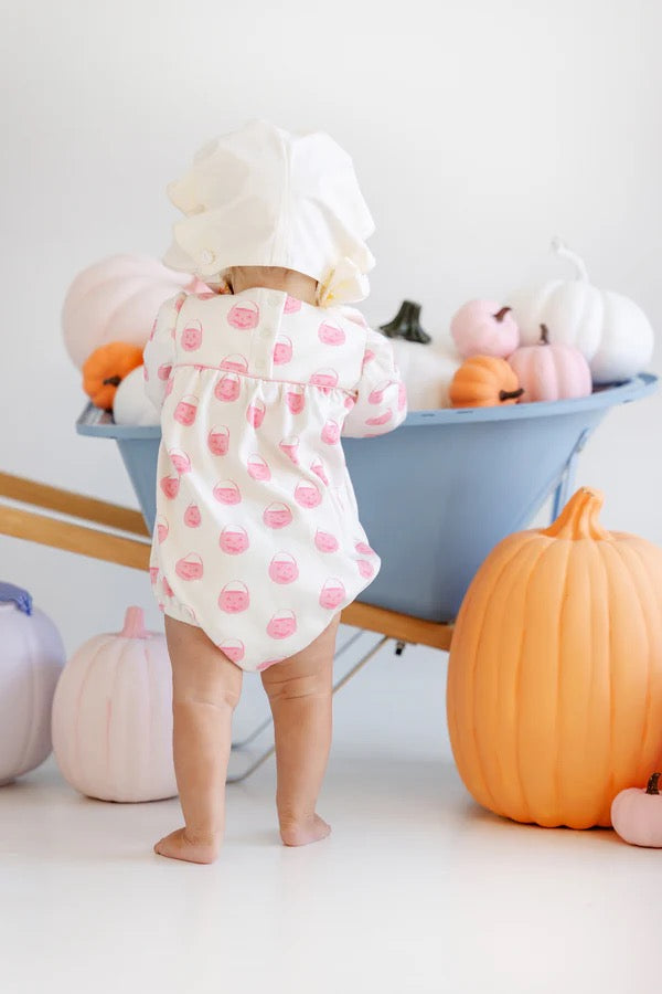 Long Sleeve Penny's Play Bubble - Vintage Prep Pumpkin Pails/Sandpearl Pink