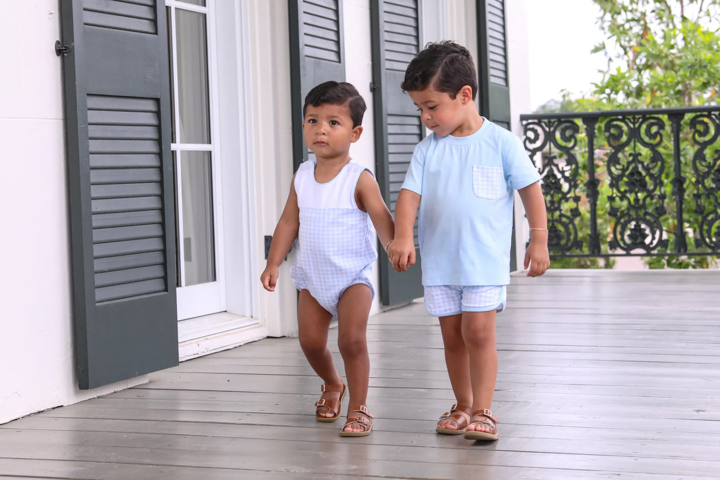 Madden Short Set - Light Blue Gingham