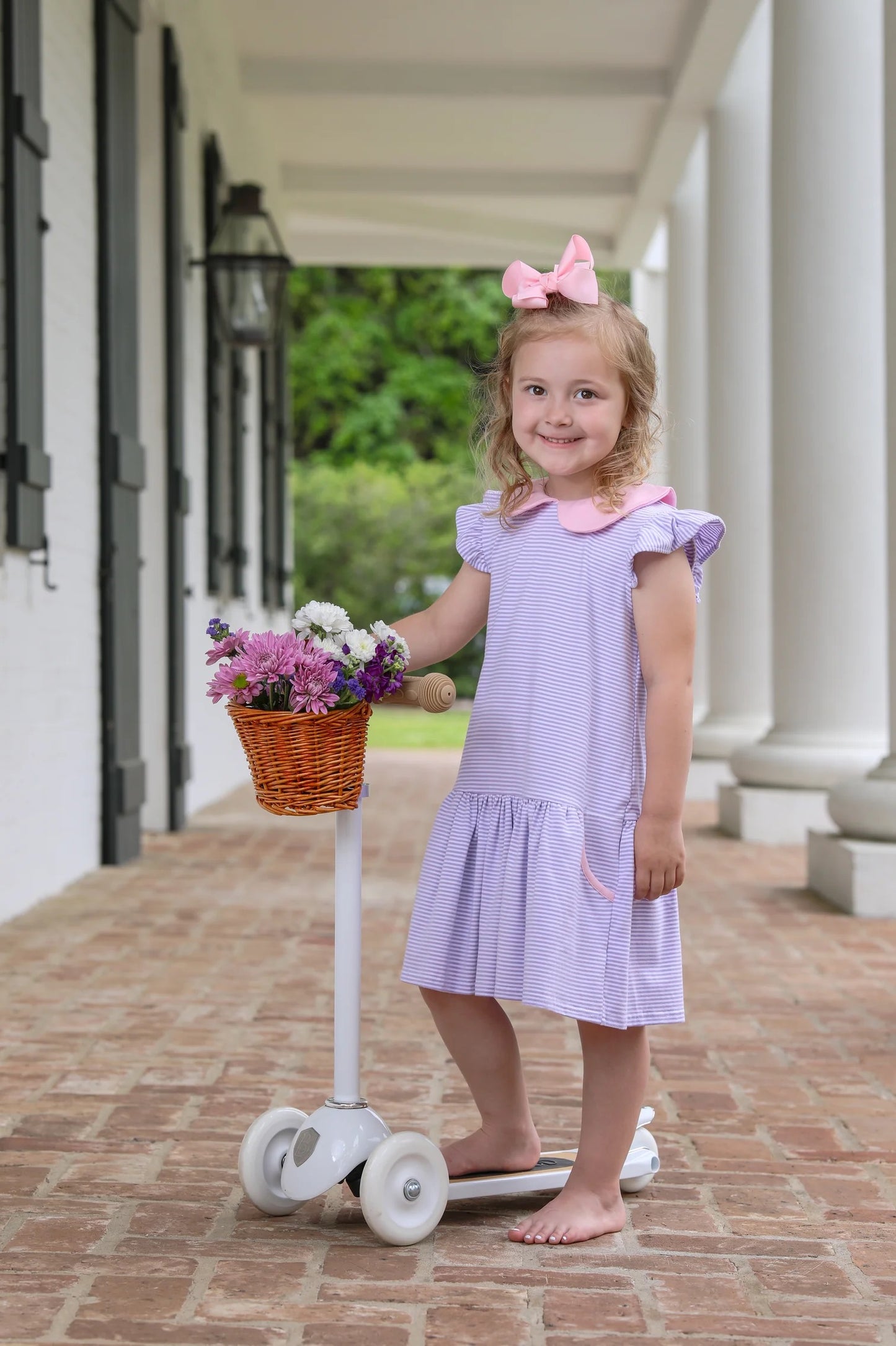 Genevieve Dress - Lavender Stripe/Light Pink