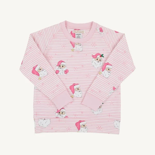 Dear Santa/Palm Beach Pink Stripe Girl's Cassidy Comfy Crewneck