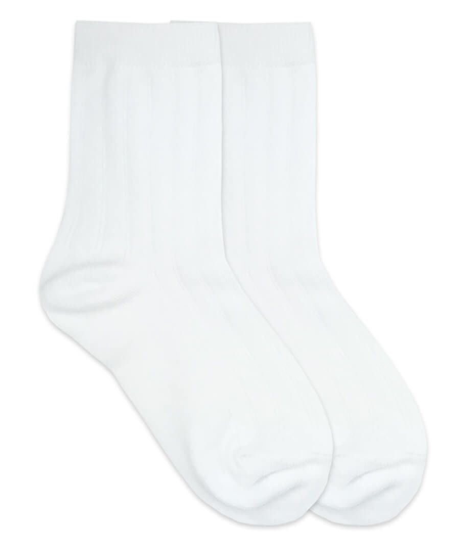 White Cotton Rib Crew Socks 1 Pair