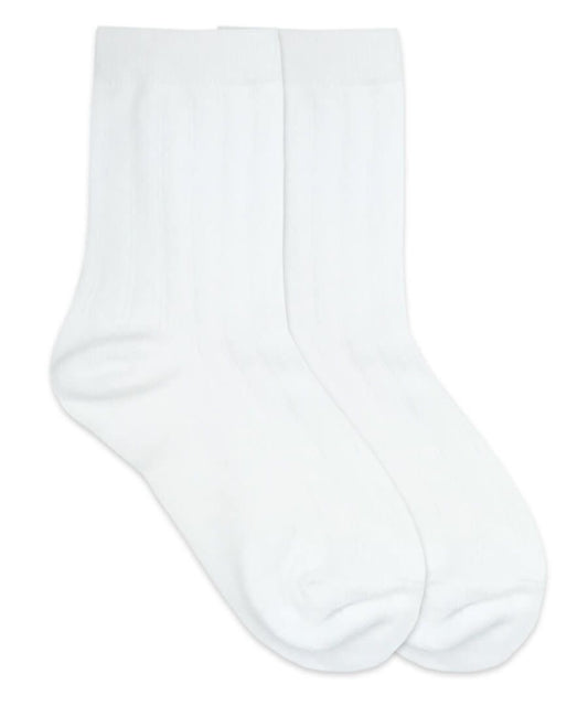White Cotton Rib Crew Socks 1 Pair