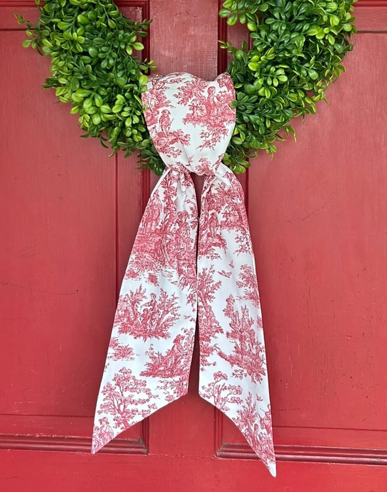 Red Toile Wreath Sash