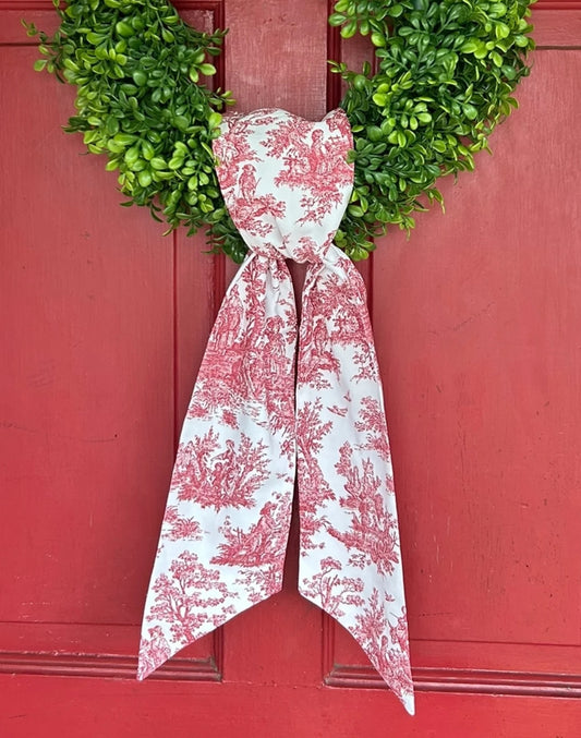 Red Toile Wreath Sash