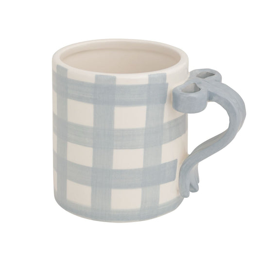 Gingham Bow Handle Mug